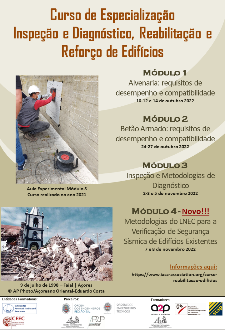 O 2.º curso de especialização em Inspeção e Diagnóstico, Reabilitação e Reforço de Edifícios 